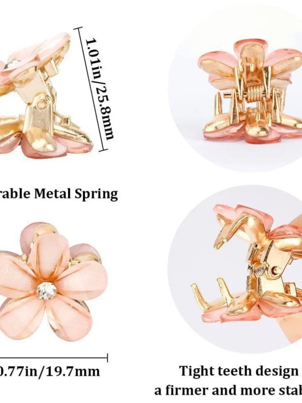 20Pcs Mini Flower Hair Clips Crystal Spring Claw Clips Small Flower Hair Claw Cl